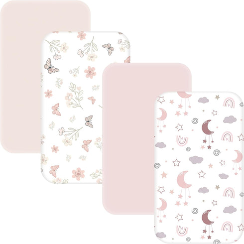 4 Pack Bedside Bassinet Sheets - 35"x20" Bassinet Sheets for Newton, Ezebaby,