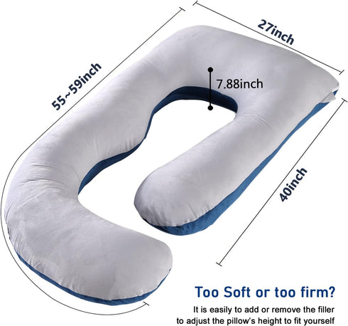 cauzyart 55 Inches Pregnancy Maternity Pillows for Sleeping U-Shape Full Body Pillow Support - for Back, HIPS, Legs