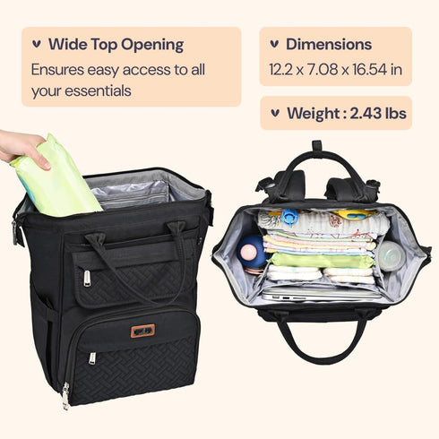 Backpack, Pack BabbleRoo Diaper Bag Multifunction Nappy Changing Bag with Changing Pad, Stroller Straps & Pacifier