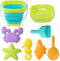Egashow 8 PCS Kids Foldable Pail Seabeach Sand Toys Sensory Playset, Portable Sandbox
