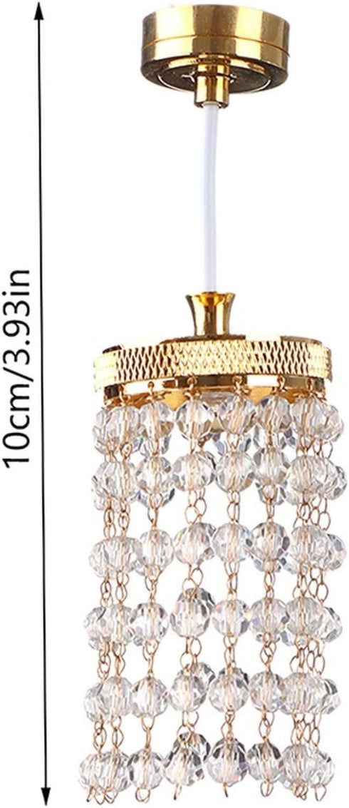LUOZZY 1 12 Dollhouse Lights Battery Operated Crystal Miniature Chandelier Led Lighting Scale (Silver)