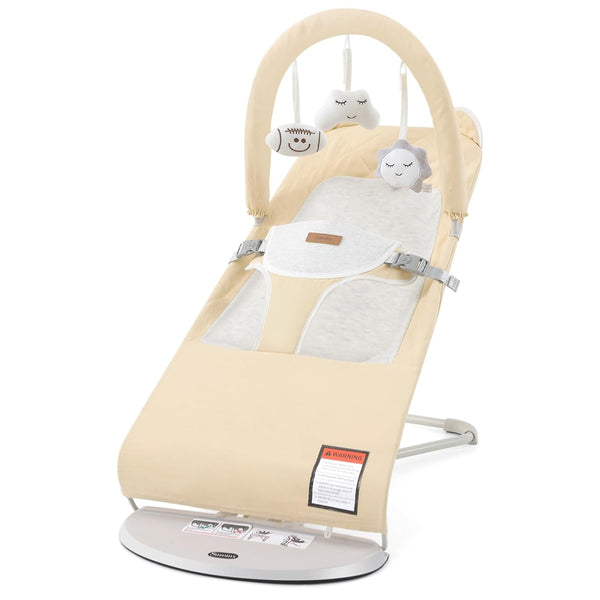 Baby Bouncer, Foldable Infant Bouncer Seat with 3 Adjustable Heights, 0-18 Months,