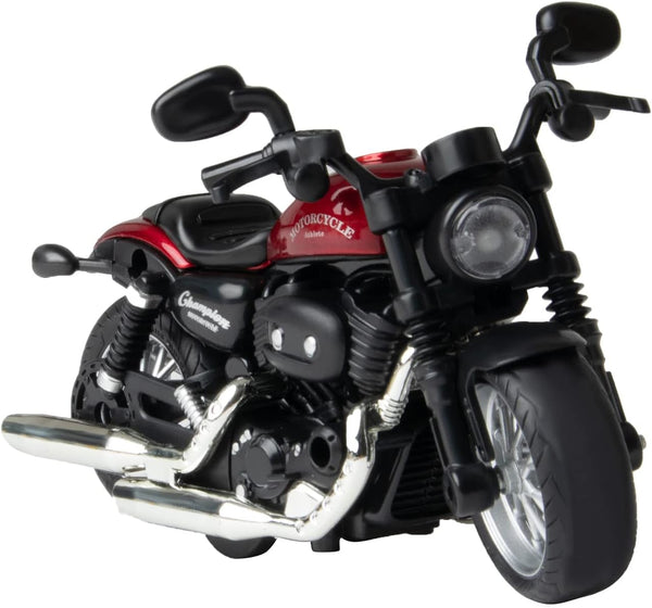 Die Cast Toy Motorcycle, Pull Back Motorcycle with Sounds and Lights, 1:14 Friction Powered Kids Toy Cars, Red Gift