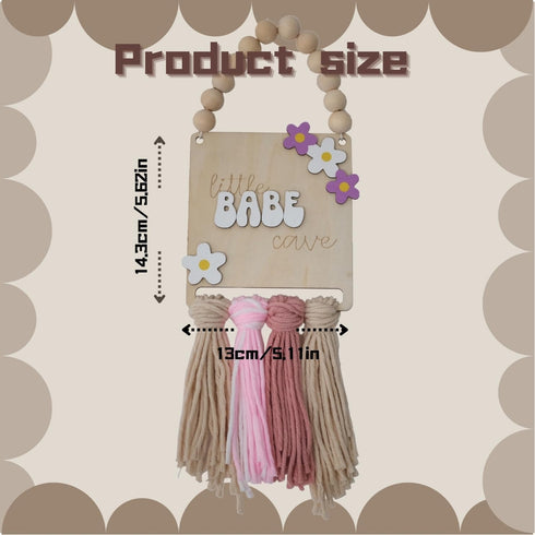 Bohemian Wooden Bead Decor Sign for Girls' Nursery