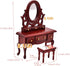 iLAND Wooden Dollhouse Furniture, 1/12 Scale Bedroom Set in Mahogany Color, 6pcs