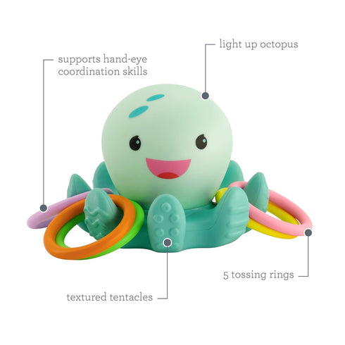 Infantino Light Up Ring Catcher - Illuminating Octopus with Five Tossing Rings for Motor Skills in Babies & Toddlers