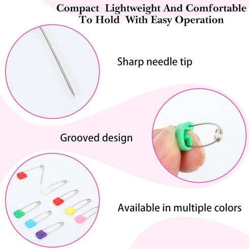Yolev 100 (7 Pcs Diaper Pins Baby Safety Pins Plastic Head Baby Diaper Pins for Cloth Diapers with Safe Locking Colors)
