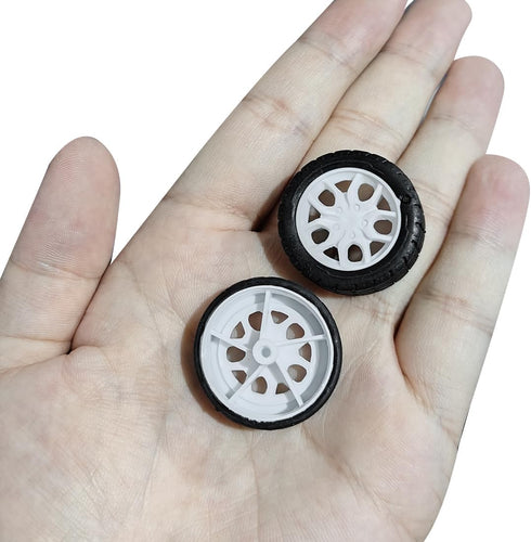 uxcell 30mm Rubber RC Wheel Tires - DIY Model Robots, 4pcs, White and Black
