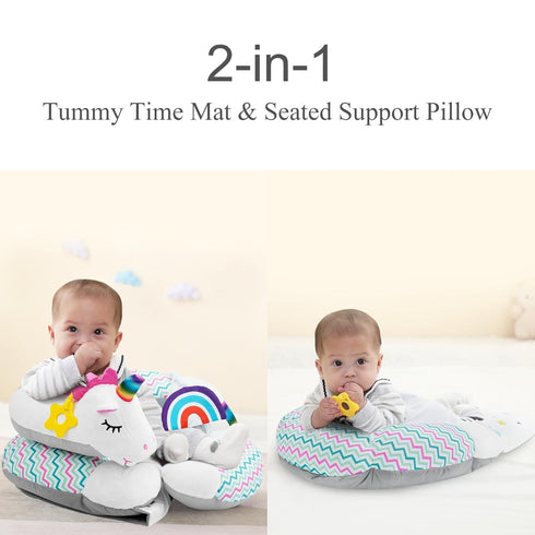 2-in-1 Tummy Tummy Lovvie & Joy Time Mat & Seated Support Pillow,Baby Time Pillow Support for Newborns and Older