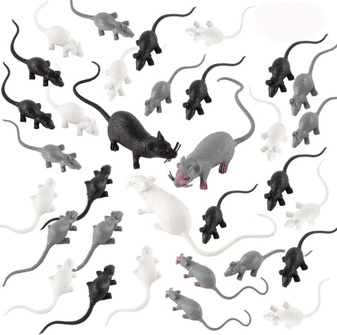 33 PCS Halloween Fake Mouse Toys, Realistic Plastic Mouse Figurines for Halloween Party Decorations and Pranks