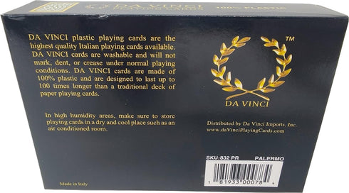 DA VINCI Palermo, Italian 100% Plastic Playing Cards, 2 Deck Set with Hard Shell Case and 2 Cut Cards (Poker Size Regular Index)