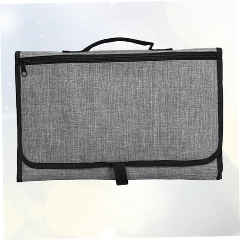 Portable Diaper Changing Mat - Grey Foldable Storage Pad for Newborns
