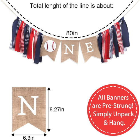 1st Baseball Birthday Banner - All-Star Crown, High Chair Banner, Cake Flag, Our Little All-Star Decoration