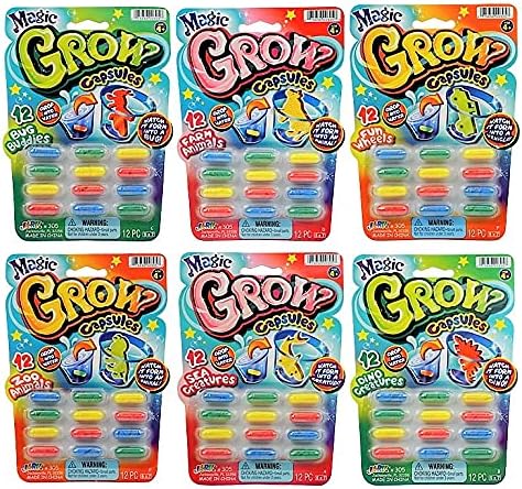 JA-RU Magic Grow Capsules (24 Pack; 12 Each) - Expanding Foam Sponge Toy for Kids, Water Growing Toys