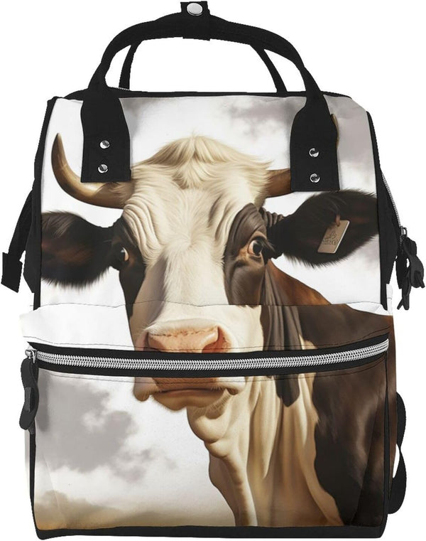 DWVTSLH Farm Animal Cow Diaper Bag Backpack Multifunction Nappy Bags Waterproof Mummy Backpack