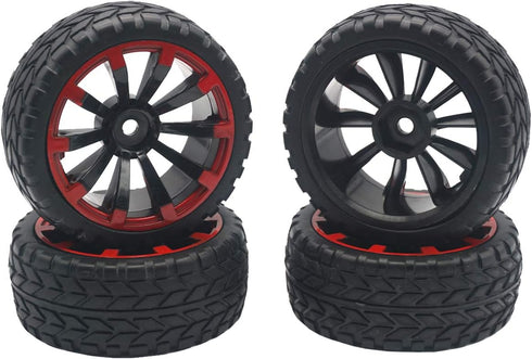 4Pack ShareGoo OD 2.55" 12mm Hex Wheel Rims & Rubber Tires Set for HSP Redcat HPI Tamiya 1/10 RC On-Road Touring Drift