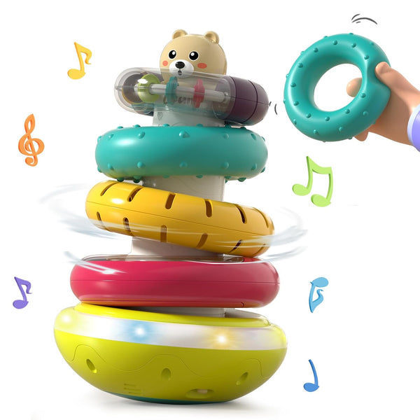 Baby Ring Stacker Toy with Lights, Musical Stacking Toys for Toddlers 1-3,