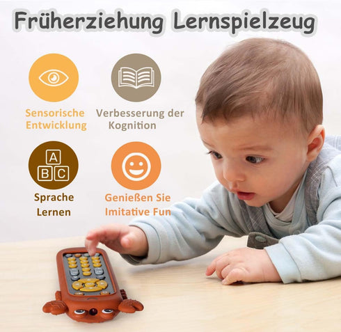 Baby TV Remote Control Toy with Soft Silicone Cover, Musical Realistic Play Remote Toy for 6M+ Boy and Girls