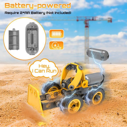 10 in 1 Kids STEM Building Toys Set - Electric Construction Excavator Kit for Boys 5-8 Years Old, Educational Fun