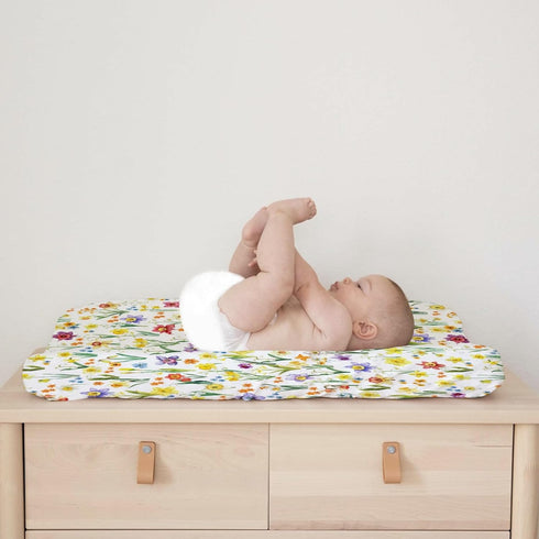 Watercolor Flowers Changing Pad Covers, Colorful Floral Leaves Sheets for Boy Girl, 32''x16''
