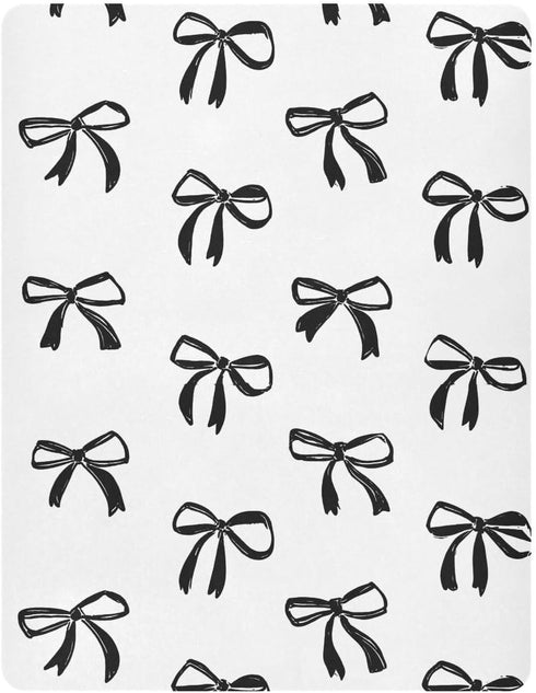 Vdsrup 52 28 9In Crib Sheets for Boys Girl Black Bows Breathable Mini Crib Mattress Sheets Fitted, Beige Toddler Fitted