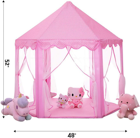 wilwolfer Princess Tent for Girls - Large Playhouse with Star Lights for Indoor Games, Toy & Gift for Kids Age 3+