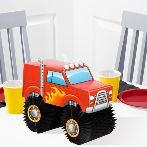 1 8.5" 10" Creative Converting Monster Truck Centerpiece, ct, Multi-colored, x
