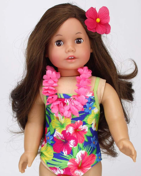 Sophia's 4 Piece Hawaiian Accessories and Floral Bathing Suit Set for 18'' Dolls