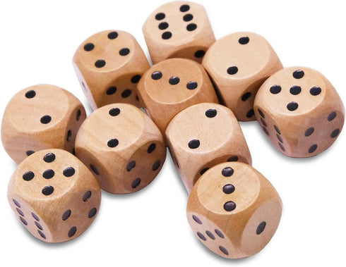 STAHLHAMMERS 10 Pack Wooden Dice Set - Standard 16mm 6 Sided - Perfect