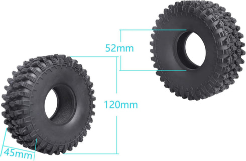 4.7"/120mm 1.9 Tires RC Crawler Tyres fit 1.9 Beadlocks Rims Soft Rubber Great Grip on Rocks Mud Dirt for Traxxas TRX4 Axial SCX10 II III Redcat Gen 8,w/Foam
