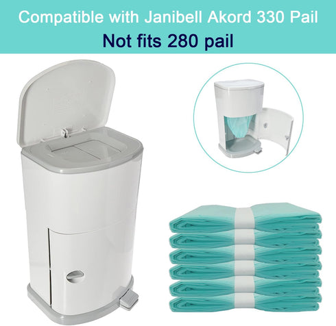 RUNDE 6 Pack 330 280 Diaper Disposal Liner Refills Compatible with Janibell Akord Slim Adult Diaper Disposal System(NOT
