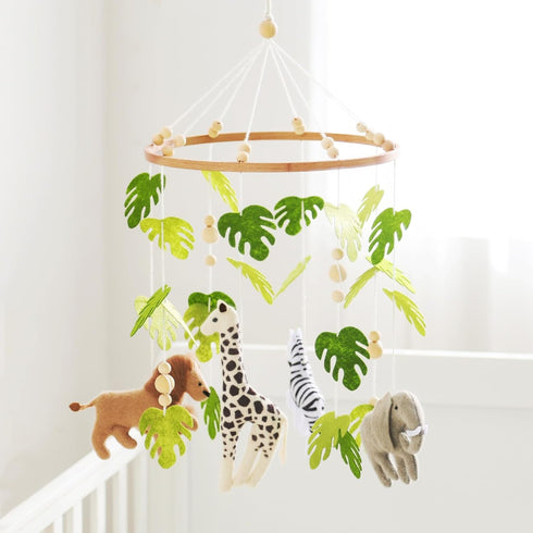 let's make Baby Mobile for Crib Safari Nursery Mobile Handmade Jungle Baby