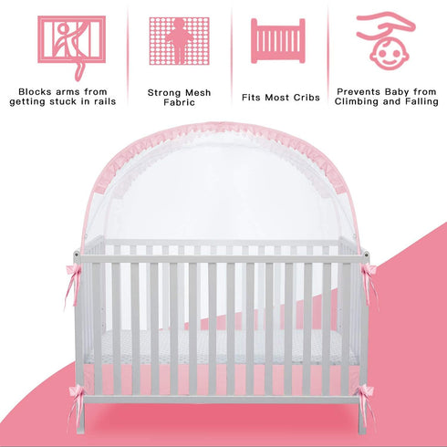 L RUNNZER Crib Tent, Portable Crib Cover to Keep Baby from Climbing Out, Safe & Breathable Crib Net, Easy to Install