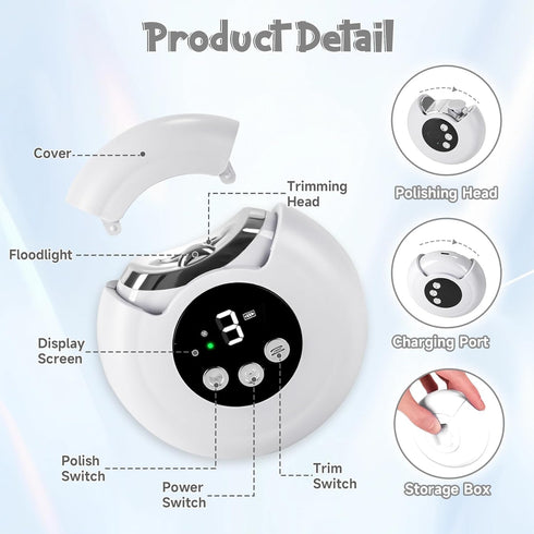 generic 2026 3 1 3 Trimmer New in Automatic Electric Nail Clipper with LED Light Nail File Speeds LCD Display Nail