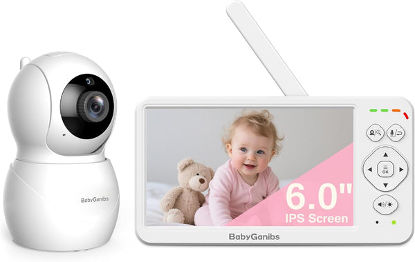 Baby Ganibs 6" Big Screen Baby Monitor with Camera and Audio, 1000ft Long Range