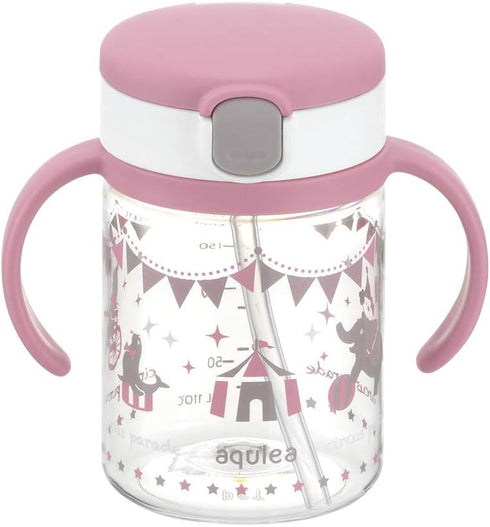 Richell Aqulea Outing Straw Mug, 200ml, Pink