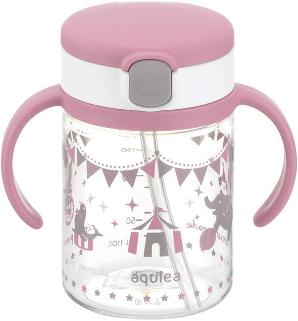 Richell Aqulea Outing Straw Mug, 200ml, Pink