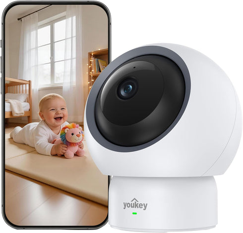 youkey 2.5K Baby Monitor, AI Crying & Motion Detection for Peace of Mind,