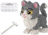 MIKIJOYS Cat Building Blocks with Organizer Bins | Grey | Micro 3D Animal