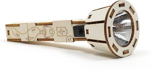 DIY Wooden Flashlight STEM Kit for Kids Aged 6-10, Battery-Operated Educational Science Experiment Kit