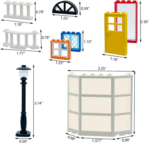 90 Piece Building Block Parts Toy - Windows, Doors, Fences - Gift for Kids Age 6+ - Compatible with Major Brands