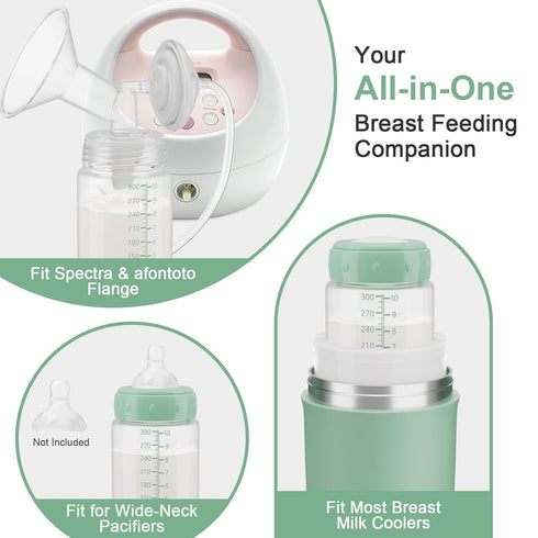 Momcozy 10oz, 4 Pack Natural Baby Bottles, BPA Free Breastmilk Storage Bottle for Breast Milk Cooler & Fridge