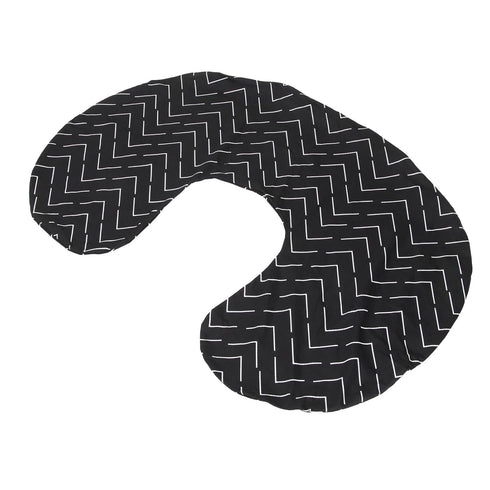 U-Shaped Nursing Pillow Cover - Black Geometric Print, Soft & Washable