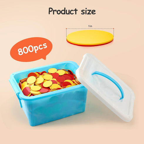 Plastic Two-Color Counters for Kids Math, 800 pcs Red and Yellow Double Sided Counters, Educational Toys