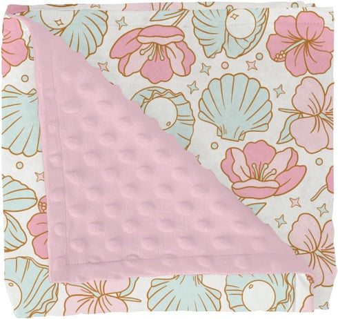 Boho Summer Mermaids Floral Baby Blankets for Girl Beach Seashells Conch Tropical