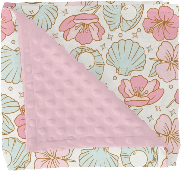 Boho Summer Mermaids Floral Baby Blankets for Girl Beach Seashells Conch Tropical