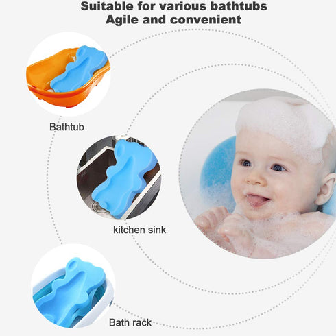 HALLO Soft Infant Bath Sponge - Skid Proof Baby Bath Mat, Newborn Odor Free (Blue)