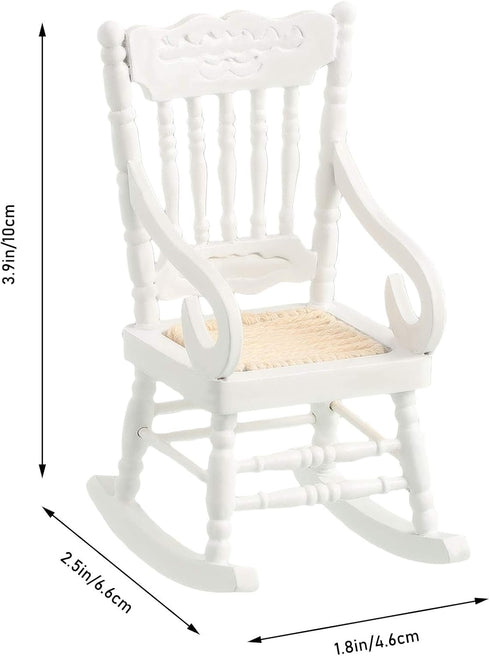 Jetec 2 Pcs Doll House Wooden Chairs - 1:12 Miniature Rocking Chair for Christmas Dollhouse Accessories, Living Room
