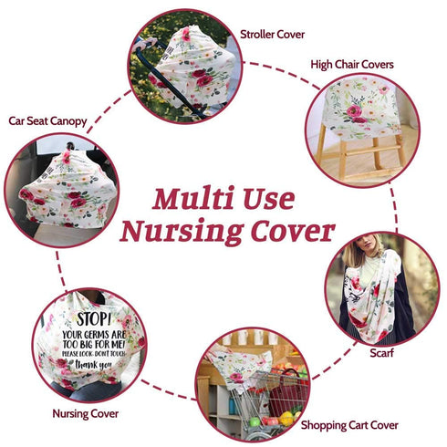 Car seat Canopy for Baby, No Touching Sign Flower Car Seat Covers for Newborn, Infant Stroller Covers for Boy Girl