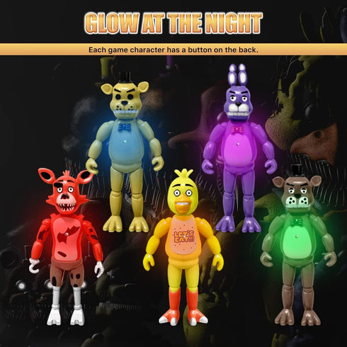 Action Figures Set, 5 Pcs Toys, 5.5 Inches Movable Joints Collectible Set with Light for Cake Toppers and Gifts
